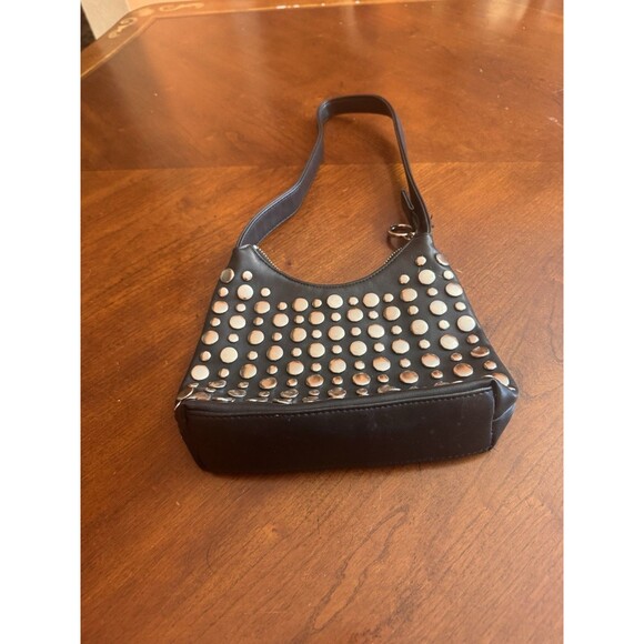 Vintage Y2K Nine West Black Weighted Studded Shoulder Bag ALL MAN MADE MATERIALS - Picture 1 of 9